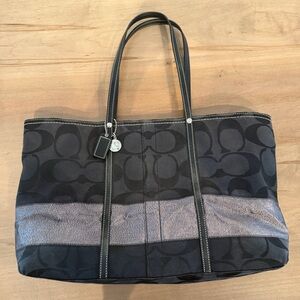 Coach Black canvas Large bold stripe Tote